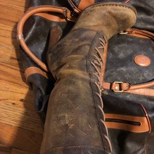 Frye villager lace up heeled leather boots!